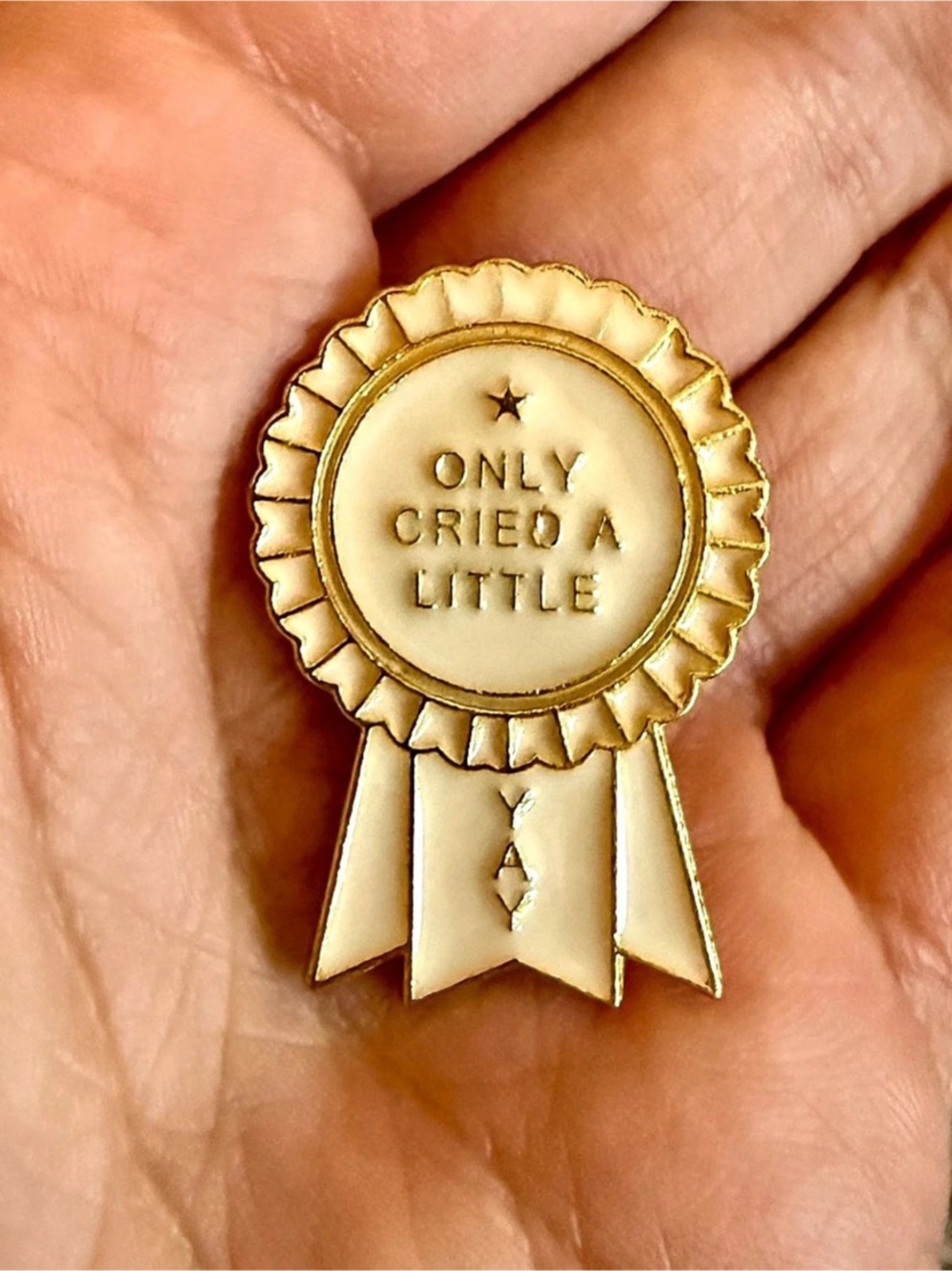 New Only Cried A Little Yay Emo White Gold Enamel Pin Brooch Funny I’m Sad Cry